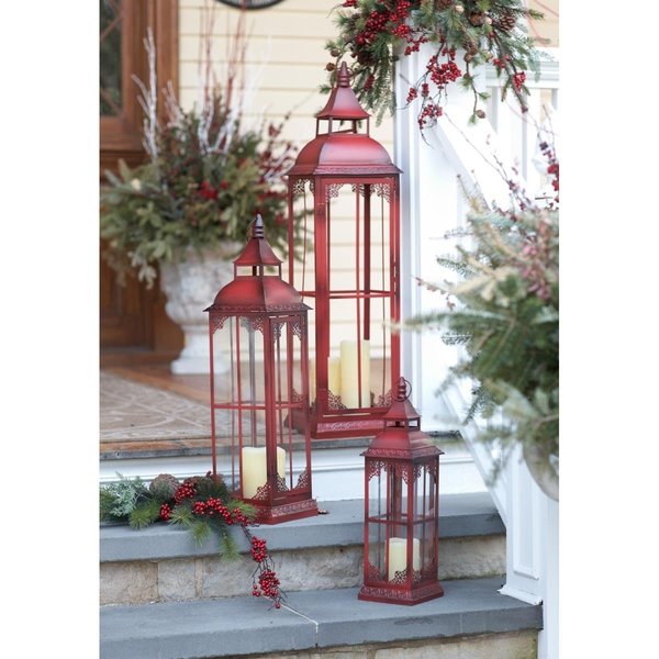 Melrose International Melrose International 49112DS 19.75; 28 & 37 in. Metal & Glass Lantern - Set of 3 49112